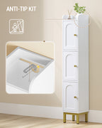 Hzuaneri Bathroom Cabinet, Tall Cabinet with 3 Doors, 20 x 20 x 108.5 cm, Corner Cabinet, Toilet Cabinet, Adjustable Feet, for Bathroom, Laundry Room, Kitchen, Living Room, White BC22313G