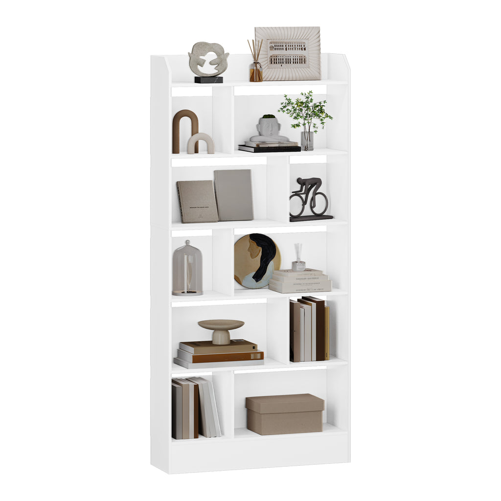 Hzuaneri Bookshelf, Bookcase, with 6 Shelves, Storage Shelf, Freestanding Shelf, for Living Room, Office, Bedroom, 24 x 80 x 170 cm, White BC22803X