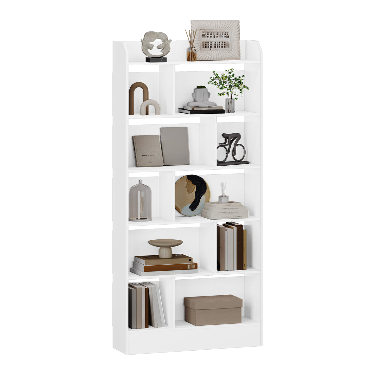 Hzuaneri Bookshelf, Bookcase, with 6 Shelves, Storage Shelf, Freestanding Shelf, for Living Room, Office, Bedroom, 24 x 80 x 170 cm, White BC22803X