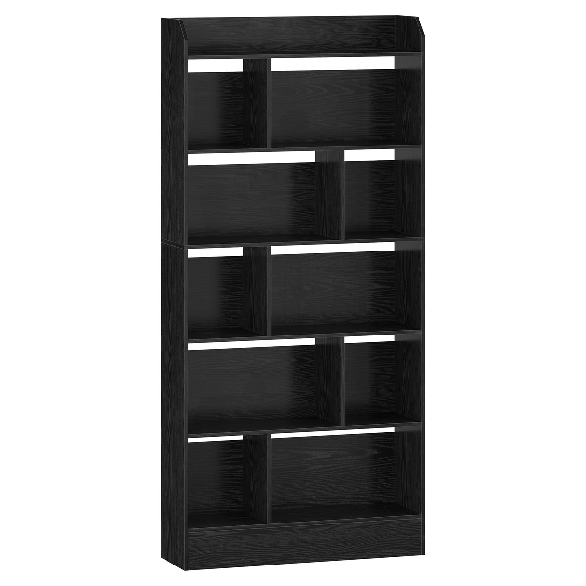 Hzuaneri Libreria a 6 Ripiani, Scaffale con Scomparti e Ripiani Aperti, Organizzatore, Libreria Verticale Mobiletto Multiuso per Soggiorno, Camera da Letto, Studio, 24 x 80 x 170 cm, Nero BC22804X