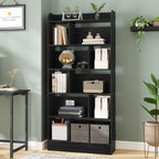 Hzuaneri Libreria a 6 Ripiani, Scaffale con Scomparti e Ripiani Aperti, Organizzatore, Libreria Verticale Mobiletto Multiuso per Soggiorno, Camera da Letto, Studio, 24 x 80 x 170 cm, Nero BC22804X