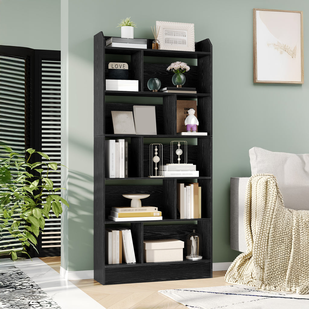 Hzuaneri Libreria a 6 Ripiani, Scaffale con Scomparti e Ripiani Aperti, Organizzatore, Libreria Verticale Mobiletto Multiuso per Soggiorno, Camera da Letto, Studio, 24 x 80 x 170 cm, Nero BC22804X