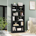 Hzuaneri Libreria a 6 Ripiani, Scaffale con Scomparti e Ripiani Aperti, Organizzatore, Libreria Verticale Mobiletto Multiuso per Soggiorno, Camera da Letto, Studio, 24 x 80 x 170 cm, Nero BC22804X