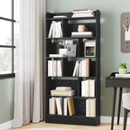 Hzuaneri Libreria a 6 Ripiani, Scaffale con Scomparti e Ripiani Aperti, Organizzatore, Libreria Verticale Mobiletto Multiuso per Soggiorno, Camera da Letto, Studio, 24 x 80 x 170 cm, Nero BC22804X