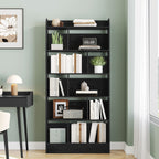 Hzuaneri Libreria a 6 Ripiani, Scaffale con Scomparti e Ripiani Aperti, Organizzatore, Libreria Verticale Mobiletto Multiuso per Soggiorno, Camera da Letto, Studio, 24 x 80 x 170 cm, Nero BC22804X