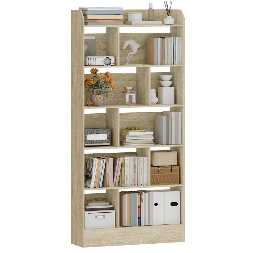 Hzuaneri Bookshelf, Bookcase, with 6 Shelves, Storage Shelf, Freestanding Shelf, for Living Room, Office, Bedroom, 24 x 80 x 170 cm, Oak Beige BC22816X