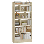 Hzuaneri Bookshelf, Bookcase, with 6 Shelves, Storage Shelf, Freestanding Shelf, for Living Room, Office, Bedroom, 24 x 80 x 170 cm, Oak Beige BC22816X