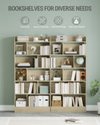 Hzuaneri Bookshelf, Bookcase, with 6 Shelves, Storage Shelf, Freestanding Shelf, for Living Room, Office, Bedroom, 24 x 80 x 170 cm, Oak Beige BC22816X
