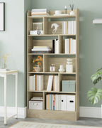 Hzuaneri Bookshelf, Bookcase, with 6 Shelves, Storage Shelf, Freestanding Shelf, for Living Room, Office, Bedroom, 24 x 80 x 170 cm, Oak Beige BC22816X