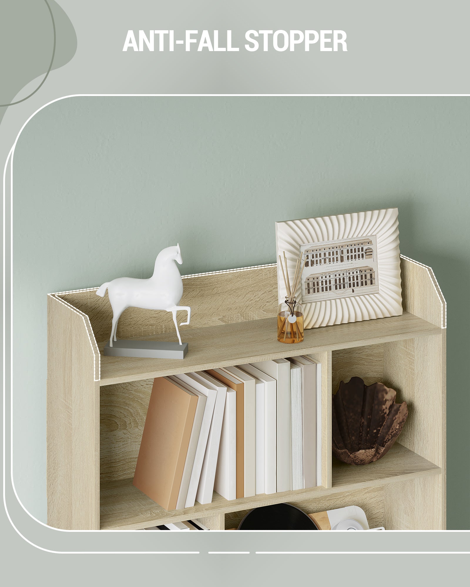 Hzuaneri Bookshelf, Bookcase, with 6 Shelves, Storage Shelf, Freestanding Shelf, for Living Room, Office, Bedroom, 24 x 80 x 170 cm, Oak Beige BC22816X