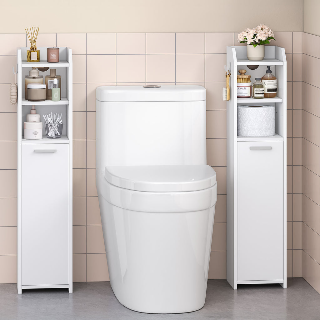 Hzuaneri Bathroom Cabinet, Narrow Bathroom Cabinet, Toilet Cabinet, Narrow Bathroom Shelf, Adjustable Shelves, Easy Assembly, 20 x 20 x 90 cm White BC22903X