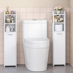 Hzuaneri Bathroom Cabinet, Narrow Bathroom Cabinet, Toilet Cabinet, Narrow Bathroom Shelf, Adjustable Shelves, Easy Assembly, 20 x 20 x 90 cm White BC22903X