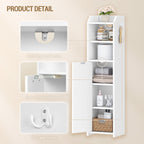 Hzuaneri Bathroom Cabinet, Narrow Bathroom Cabinet, Toilet Cabinet, Narrow Bathroom Shelf, Adjustable Shelves, Easy Assembly, 20 x 20 x 90 cm White BC22903X