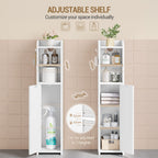 Hzuaneri Bathroom Cabinet, Narrow Bathroom Cabinet, Toilet Cabinet, Narrow Bathroom Shelf, Adjustable Shelves, Easy Assembly, 20 x 20 x 90 cm White BC22903X