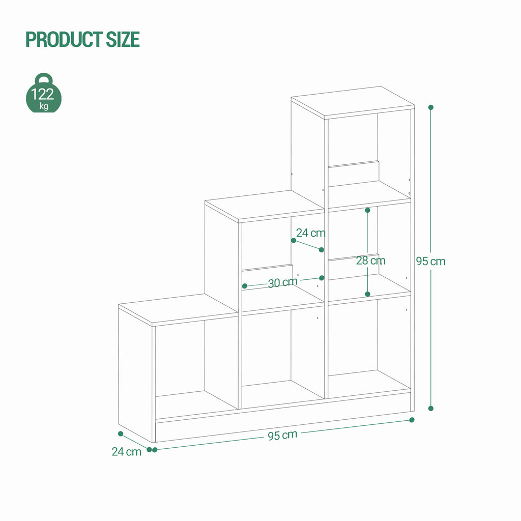 Hzuaneri Bookcase, 6 Cube Storage Unit, Cube Bookcase Storage Organiser, White Wide Wooden Book Shelf for Living Room, Home Office, Bedroom, Study, White, BC24113X