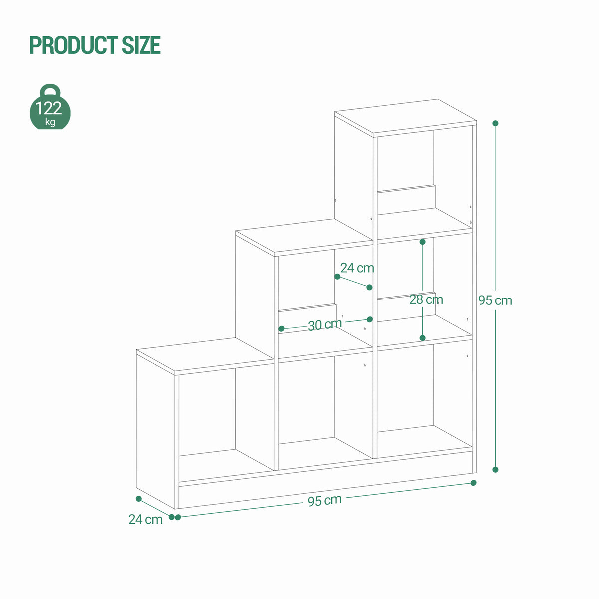 Hzuaneri Bookcase, 6 Cube Storage Unit, Cube Bookcase Storage Organiser, White Wide Wooden Book Shelf for Living Room, Home Office, Bedroom, Study, White, BC24113X