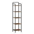 Hzuaneri 5-Tier Bookcase Bookshelf, Narrow Tall Bookcase, Slim Wooden Shelving Unit for Bedroom, Living Room, Home Office, Sturdy, Rustic Brown and Black, BC24501B