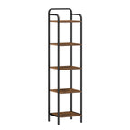 Hzuaneri 5-Tier Bookcase Bookshelf, Narrow Tall Bookcase, Slim Wooden Shelving Unit for Bedroom, Living Room, Home Office, Sturdy, Rustic Brown and Black, BC24501B