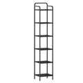Hzuaneri 6-Tier Bookcase Bookshelf, Narrow Tall Bookcase, Slim Wooden Shelving Unit for Bedroom, Living Room, Home Office, Sturdy, Black, BC24604B