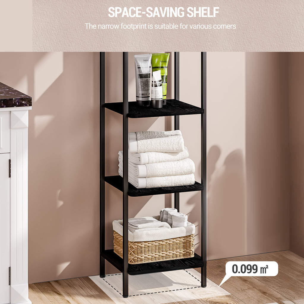 Hzuaneri 6-Tier Bookcase Bookshelf, Narrow Tall Bookcase, Slim Wooden Shelving Unit for Bedroom, Living Room, Home Office, Sturdy, Black, BC24604B