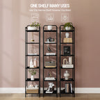 Hzuaneri 6-Tier Bookcase Bookshelf, Narrow Tall Bookcase, Slim Wooden Shelving Unit for Bedroom, Living Room, Home Office, Sturdy, Black, BC24604B