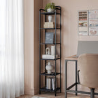 Hzuaneri 6-Tier Bookcase Bookshelf, Narrow Tall Bookcase, Slim Wooden Shelving Unit for Bedroom, Living Room, Home Office, Sturdy, Black, BC24604B