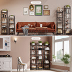 Hzuaneri 6-Tier Bookcase Bookshelf, Narrow Tall Bookcase, Slim Wooden Shelving Unit for Bedroom, Living Room, Home Office, Sturdy, Black, BC24604B