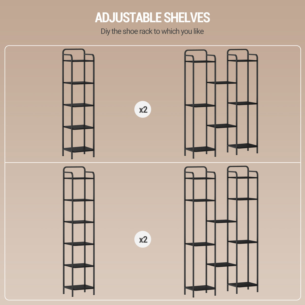 Hzuaneri 6-Tier Bookcase Bookshelf, Narrow Tall Bookcase, Slim Wooden Shelving Unit for Bedroom, Living Room, Home Office, Sturdy, Black, BC24604B