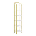 Hzuaneri 6-Tier Bookcase Bookshelf, Narrow Tall Bookcase, Slim Wooden Shelving Unit for Bedroom, Living Room, Home Office, Sturdy, White-Gold, BC24613G