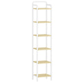 Hzuaneri Shelf, Bookcase, Standing Shelf, Narrow Shelf with 6 Shelves, Narrow Office Shelf, Corner Shelf for Office, Living Room, Bedroom, Kitchen, 30 x 33 x 166 cm, White Oak and White BC24616W