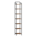 Hzuaneri 7-Tier Bookcase Bookshelf, Narrow Tall Bookcase, Slim Wooden Shelving Unit for Bedroom, Living Room, Home Office, Sturdy, Rustic Brown and Black, BC24801B