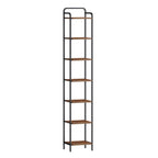 Hzuaneri 7-Tier Bookcase Bookshelf, Narrow Tall Bookcase, Slim Wooden Shelving Unit for Bedroom, Living Room, Home Office, Sturdy, Rustic Brown and Black, BC24801B
