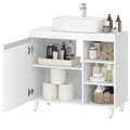 Hzuaneri vanity unit, 30 x 70 x 64 cm, bathroom cabinet with 1 door and 3 open compartments, base cabinet with adjustable shelves, freestanding vanity unit, white BC27903X