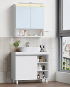 Hzuaneri vanity unit, 30 x 70 x 64 cm, bathroom cabinet with 1 door and 3 open compartments, base cabinet with adjustable shelves, freestanding vanity unit, white BC27903X