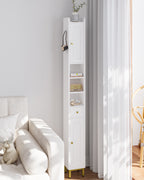 Hzuaneri Bathroom Cabinet, Tall Bathroom Cabinet, 2 Doors and Drawer, White