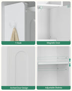 Hzuaneri Bathroom Cabinet, Tall Bathroom Cabinet, 2 Doors and Drawer, White