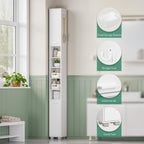 Hzuaneri  Bathroom Cabinet, Narrow Tall Bathroom Cabinet with 2 Storage Baskets, Adjustable Shelves, Open Compartment and Door, 20 × 20 × 200 cm, White BC28503X
