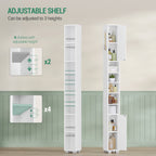 Hzuaneri  Bathroom Cabinet, Narrow Tall Bathroom Cabinet with 2 Storage Baskets, Adjustable Shelves, Open Compartment and Door, 20 × 20 × 200 cm, White BC28503X