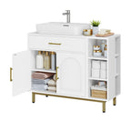 Hzuaneri Washbasin Cabinet, Bathroom Cabinet, 1 Drawer, 2 Cabinet Doors, White BC28813G