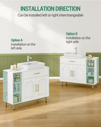 Hzuaneri Washbasin Cabinet, Bathroom Cabinet, 1 Drawer, 2 Cabinet Doors, White BC28813G