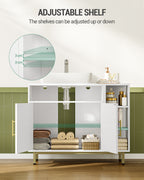 Hzuaneri Washbasin Cabinet, Bathroom Cabinet, 1 Drawer, 2 Cabinet Doors, White BC28813G