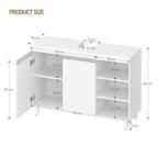 Hzuaneri vanity unit, 30 x 90 x 64 cm, bathroom cabinet with 2 doors and 3 open compartments, base cabinet with adjustable shelves, freestanding vanity unit, white BC28903X