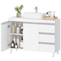 Hzuaneri vanity unit, bathroom cabinet with 3 drawers, bathroom base cabinet, 2 doors, 2 compartments behind door, freestanding vanity unit, 30 x 90 x 64 cm, white BC29903X