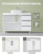 Hzuaneri vanity unit, bathroom cabinet with 3 drawers, bathroom base cabinet, 2 doors, 2 compartments behind door, freestanding vanity unit, 30 x 90 x 64 cm, white BC29903X