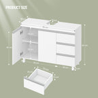 Hzuaneri vanity unit, bathroom cabinet with 3 drawers, bathroom base cabinet, 2 doors, 2 compartments behind door, freestanding vanity unit, 30 x 90 x 64 cm, white BC29903X