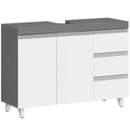 Hzuaneri vanity unit, bathroom cabinet, with 3 drawers, 2 doors, 2 compartments behind doors, freestanding vanity unit, 30 x 90 x 64 cm, cloud white-cement grey, BC29929X