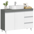 Hzuaneri vanity unit, bathroom cabinet, with 3 drawers, 2 doors, 2 compartments behind doors, freestanding vanity unit, 30 x 90 x 64 cm, cloud white-cement grey, BC29929X