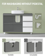 Hzuaneri vanity unit, bathroom cabinet, with 3 drawers, 2 doors, 2 compartments behind doors, freestanding vanity unit, 30 x 90 x 64 cm, cloud white-cement grey, BC29929X