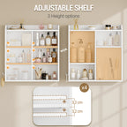 Hzuaneri Wall Cabinet with Adjustable Shelves with Sliding Doors and Open Shelves, Wall Mounted Bathroom Cabinet, 20 x 60 x 60 cm, White BC30203X