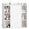Hzuaneri Wall Cabinet with Adjustable Shelves with Sliding Doors and Open Shelves, Wall Mounted Bathroom Cabinet, 20 x 60 x 60 cm, White BC30203X